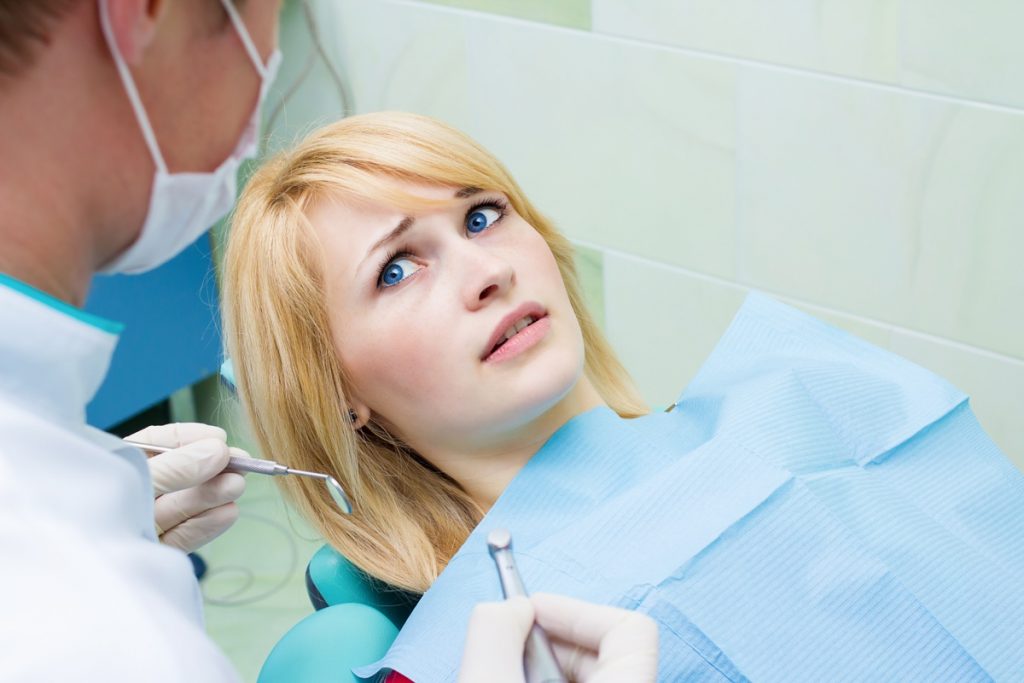 A female patient with fear of the dentist